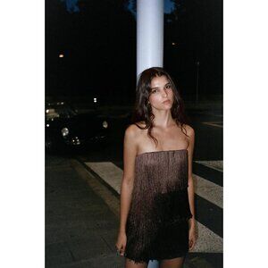 ZARA FRINGED STRAPLESS DRESS